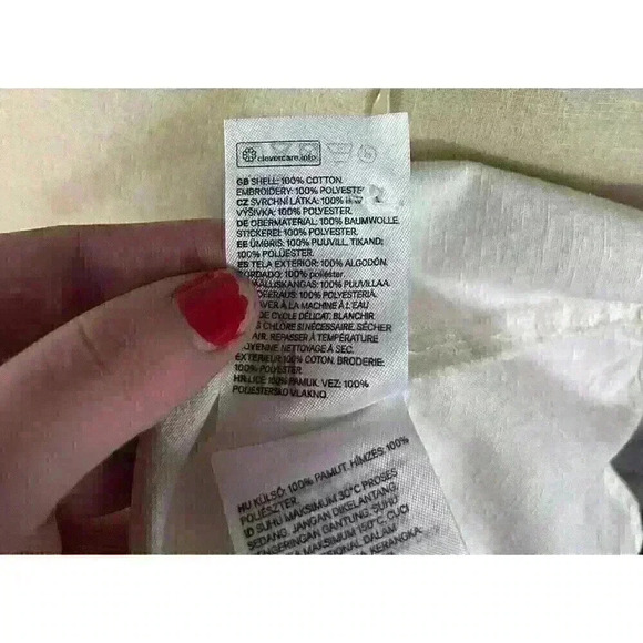 H&M L.O.G.G. Womans White/Red Embroidered Long Sleeve Shirt Size XS Oversized - Picture 6 of 6